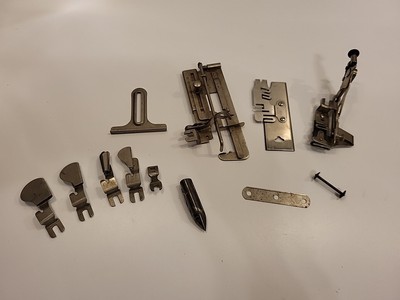 Vintage N.E. Queen Sewing Machine Attachments Lot of 12 pcs Feet Seam Guide More