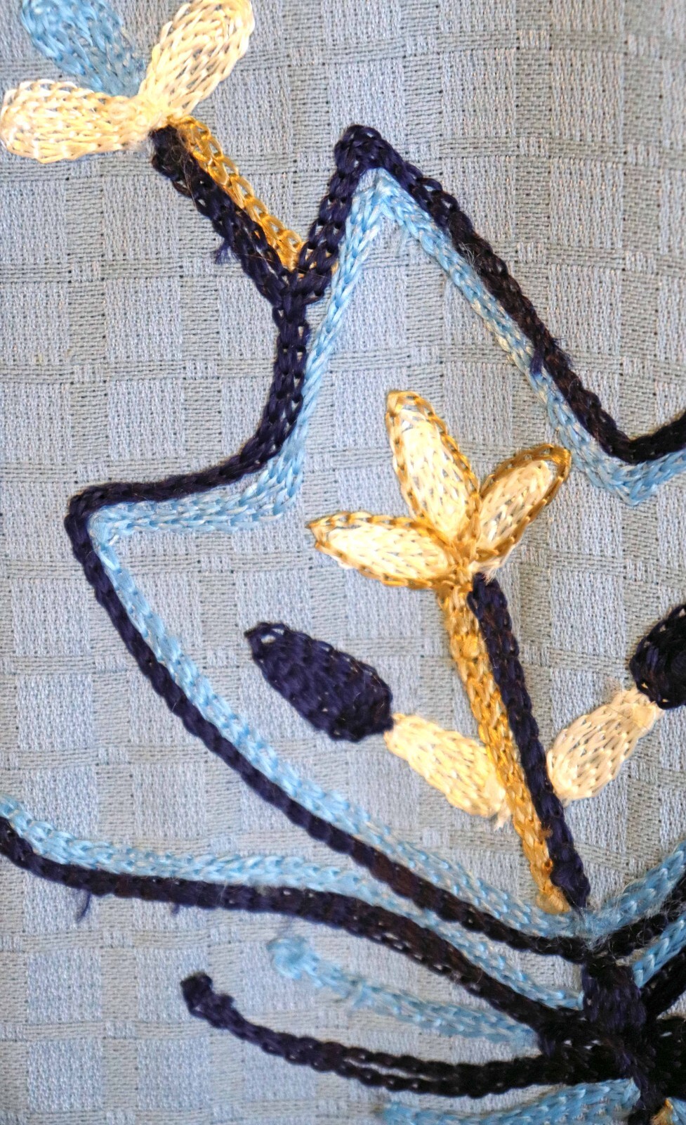 Vintage Indigo Mood Blue Patchwork Embroidered Co… - image 4