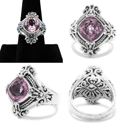 Sarda Sterling Silver & Pale Pink Mountain Wizard Mystic Quartz Ring Size 8