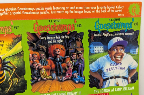 Vintage 1996 RL Stine Goosebumps Puzzle Card Uncut Sheet #2 Scholastic - Foto 3 di 11