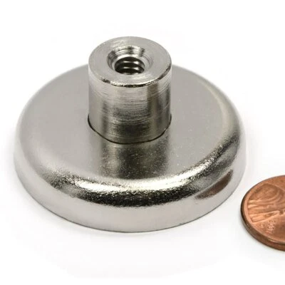 CMS Magnetics Neodymium Cup Magnet w/ #1/4-20 Female Threaded Stud 112 LB Pull
