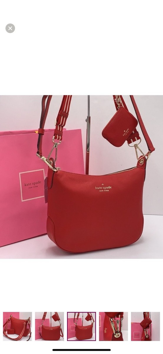 【Kate Spade】 SALE★ Rosie バケットバッグ Kate Spade Rosie Pebbled Leather Crossbody - RED | eBay