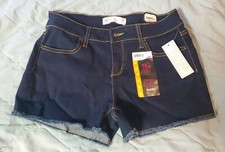 NWT No Boundaries Jr Womens DARK BLUE DENIM SHORTS Raw Hem Size 9