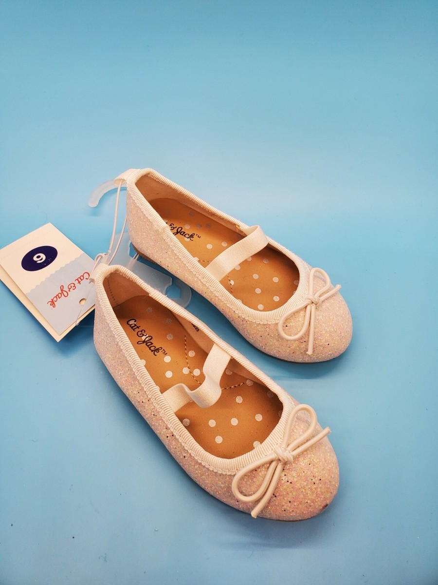 Glitter Cat Flats Shoes White Glitter Flats