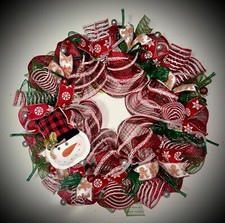 XL Christmas wreath 22 inch peppermint gingerbread mesh Christmas wreath