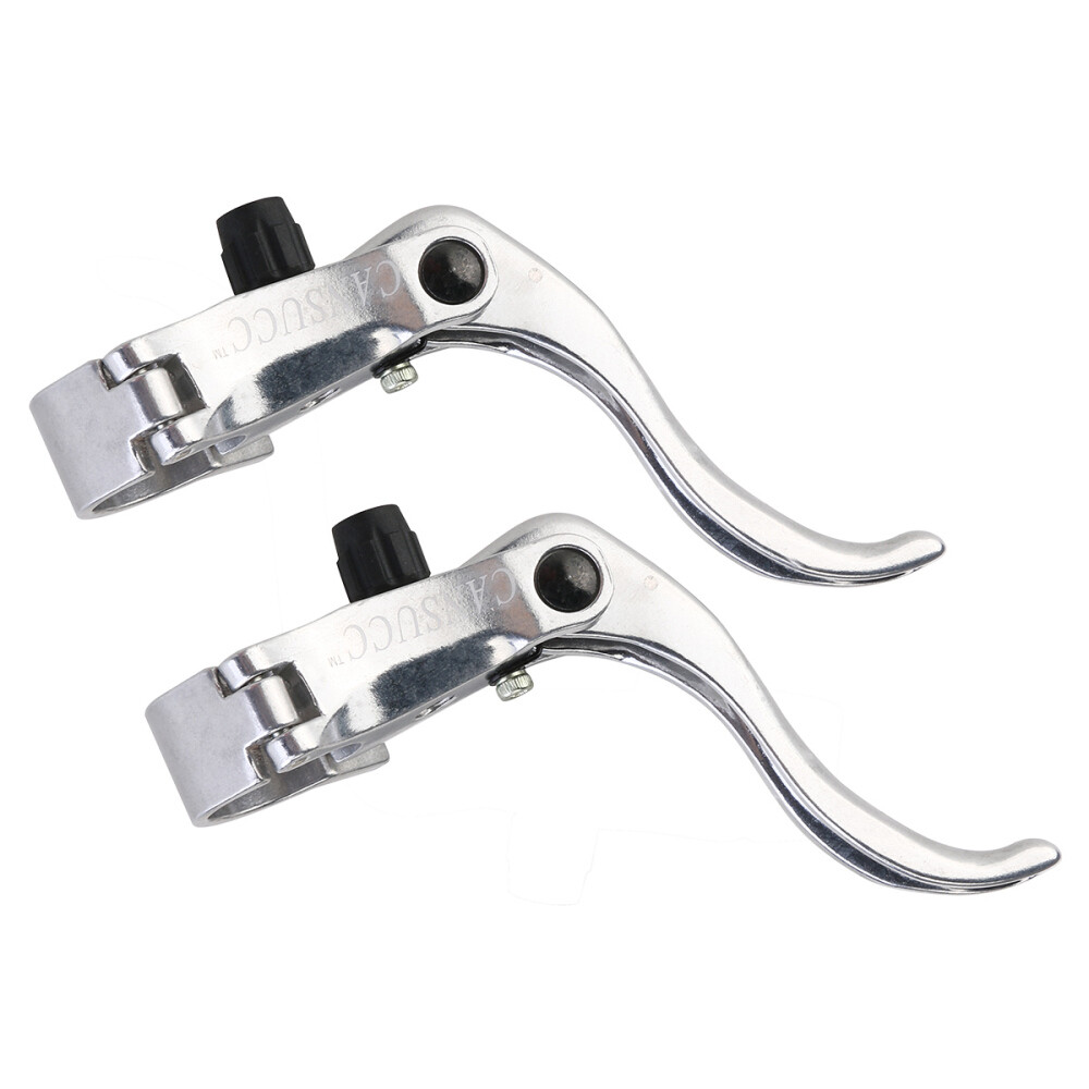 1 Pair Brake Levers Fixed Gear Brake Handle Fit 22.2mm /24mm (Silver)
