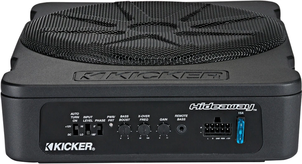 KICKER 360W HS10 10" CAR AUDIO UNDER-SEAT SUBWOOFER PACKAGE + 8AWG AMPLIFIER KIT - Image 2 of 4