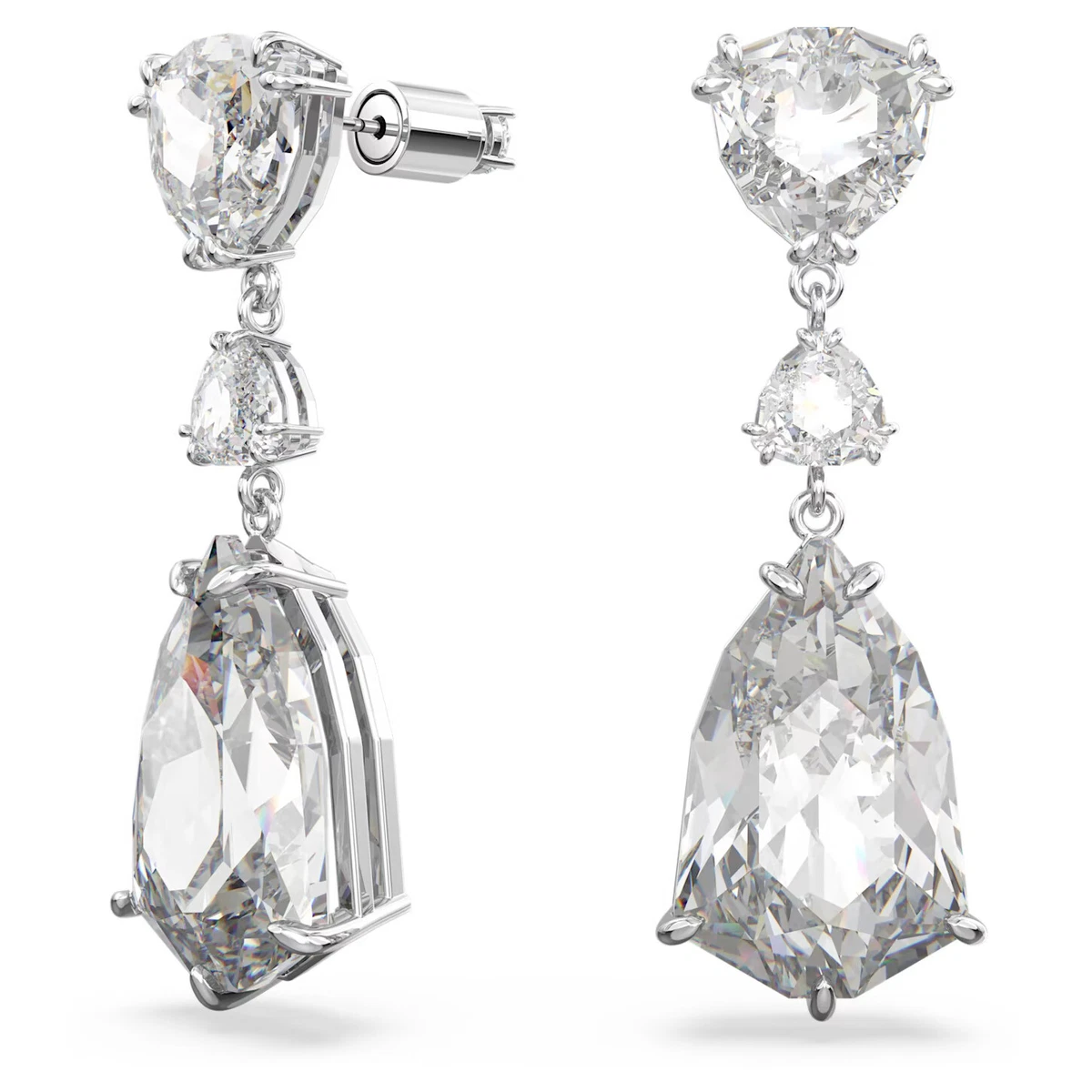 Swarovski Crystal Mesmera Drop Earrings Mixed Cuts White, Rhodium 