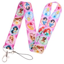 Cinderella Snow White Ariel Jasmine Belle Princess Pink ID Badge Holder Lanyard