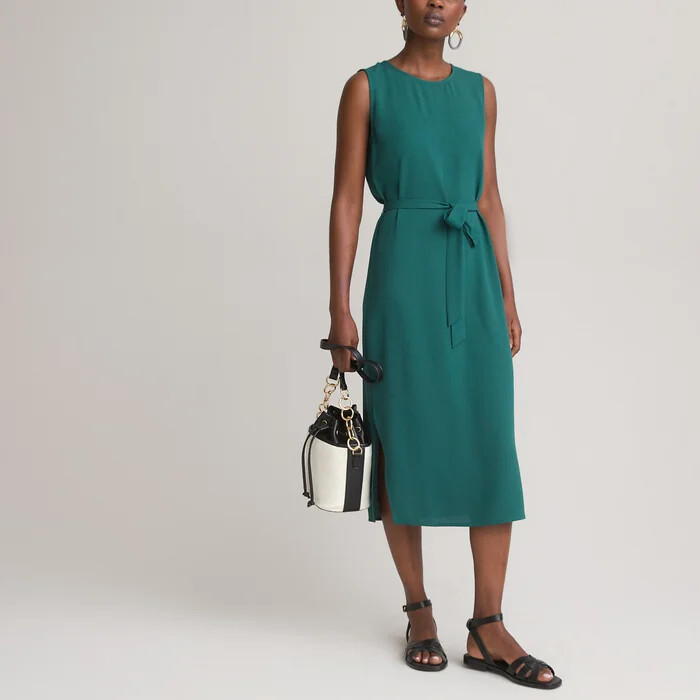 Midi Dress Bottle Green Shift Dress LA REDOUTE Dark Green