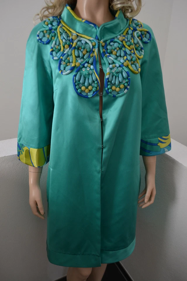 Emilio Pucci Firenze · Mantel Coat · Silk Seide Edelsteine Schmuck · IT 46 DE 40 - Bild 4 von 4
