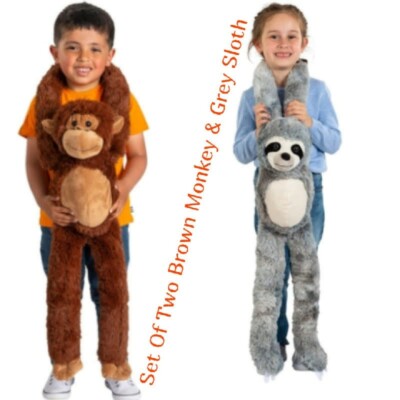 85 cm LANGER BRAUNTON Affe graues Faultier Plüschtier Teddy Kinder Jungen spielen Geschenk
