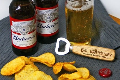 Personalised Groomsman Beer Bottle Opener ANY TEXT Wedding Gift Best Man Gift - Picture 2 of 2