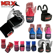 Weight Lifting Metal Hooks Gym Training Deadlift Wrist Support Grips Straps Wrap