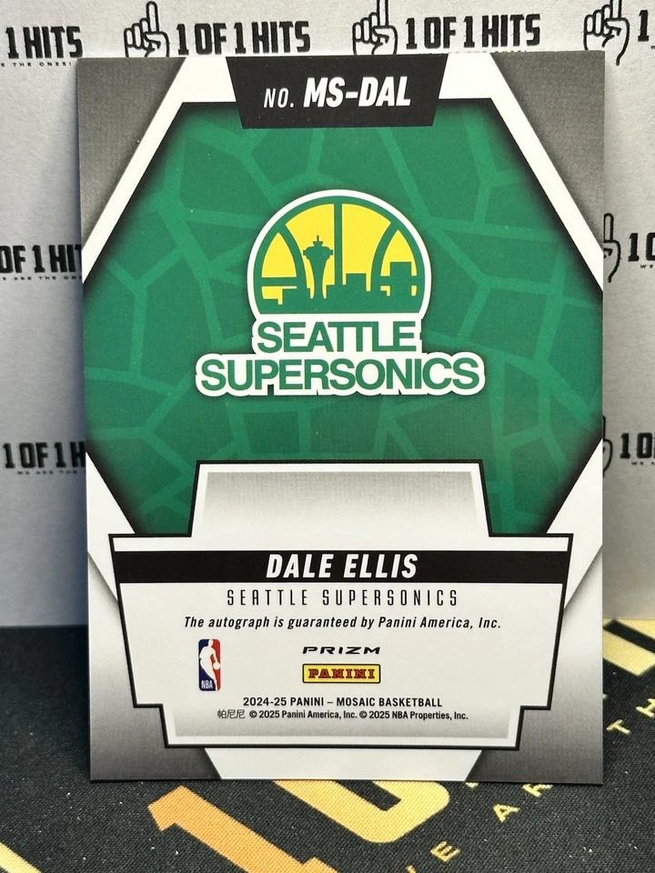 2024-25 Mosaic Scripts Dale Ellis Mosaico Verde Autógrafo SUPERSONICS #MS-DAL SP Foto 2 de 2