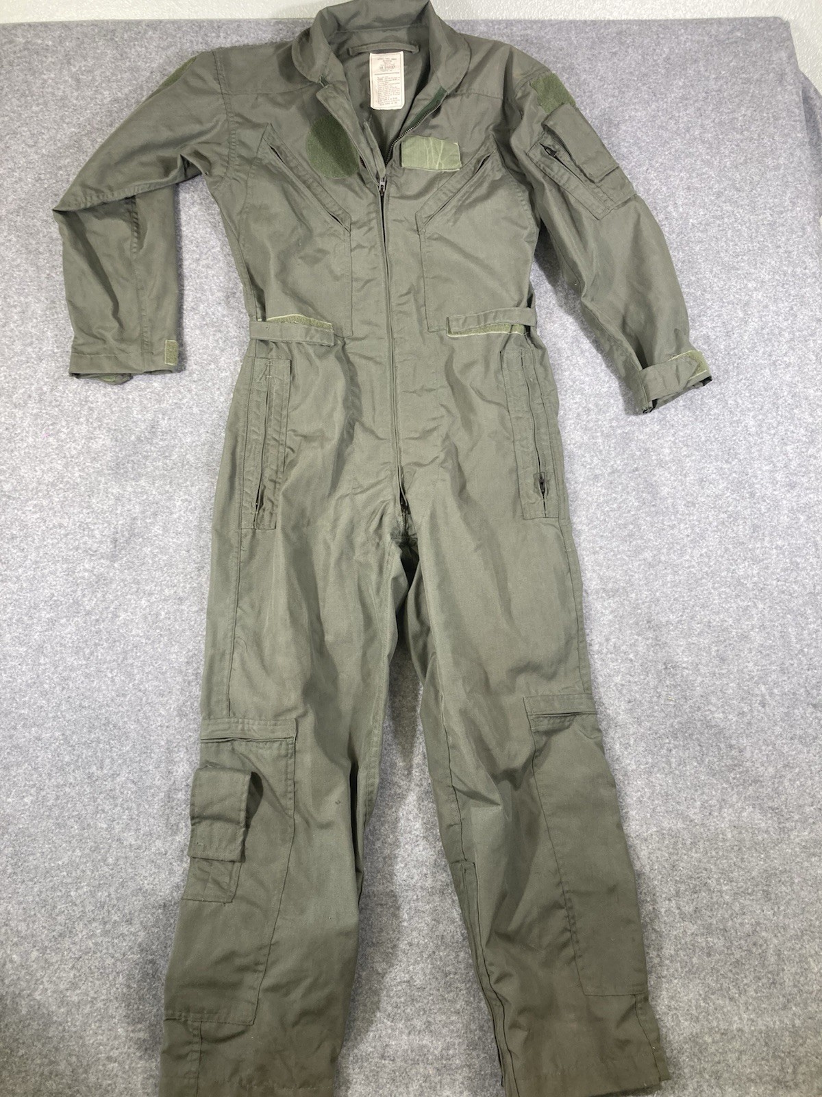 Military Flyers Summer Coveralls Flight Suit Men 38 S Green Fire Resistant Zip