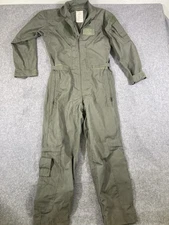 Military Flyers Summer Coveralls Flight Suit Men 38 S Green Fire Resistant Zip