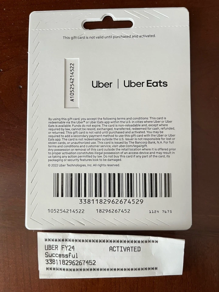 2 Uber Eats $50 Gift Cards $100 Total Go Anywhere Get Anything Rides & Delivery - Image 2 of 2