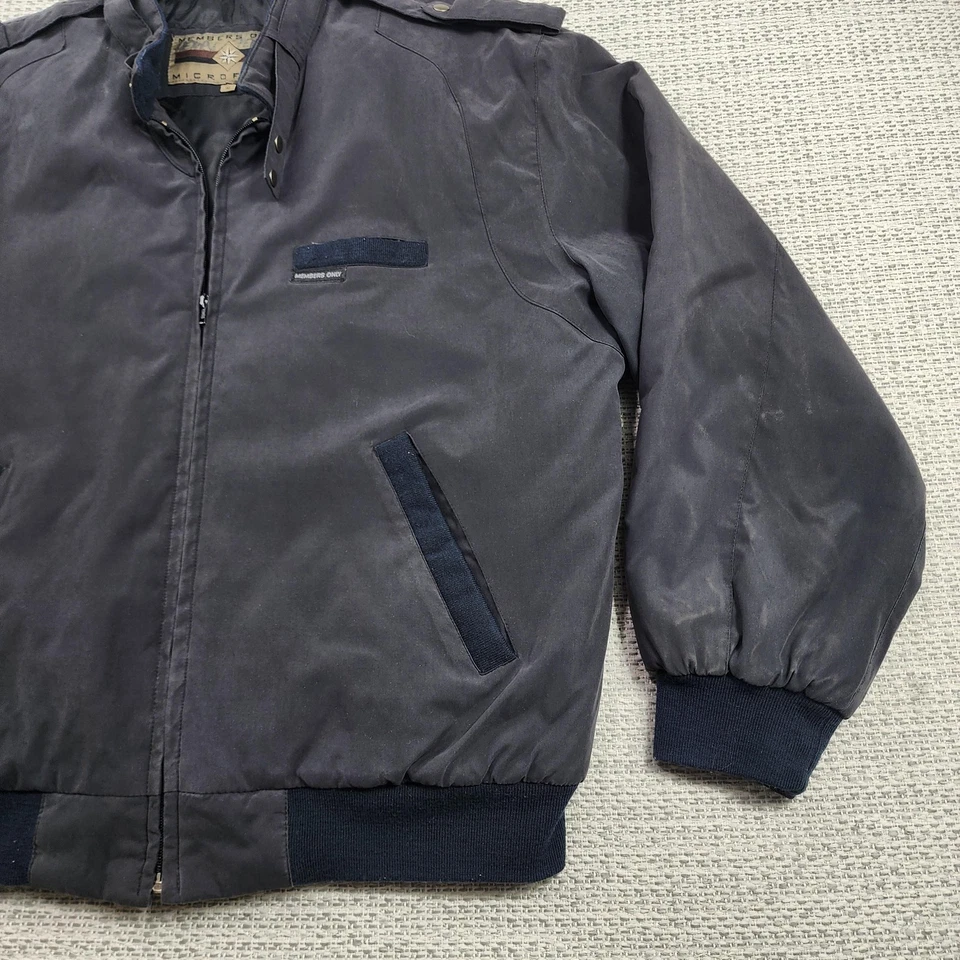 Chaqueta De Colección Solo Miembros Para Hombre Mediana Azul Marino Microfibra Bombardero Cremallera Años 90 Foto 2 de 4