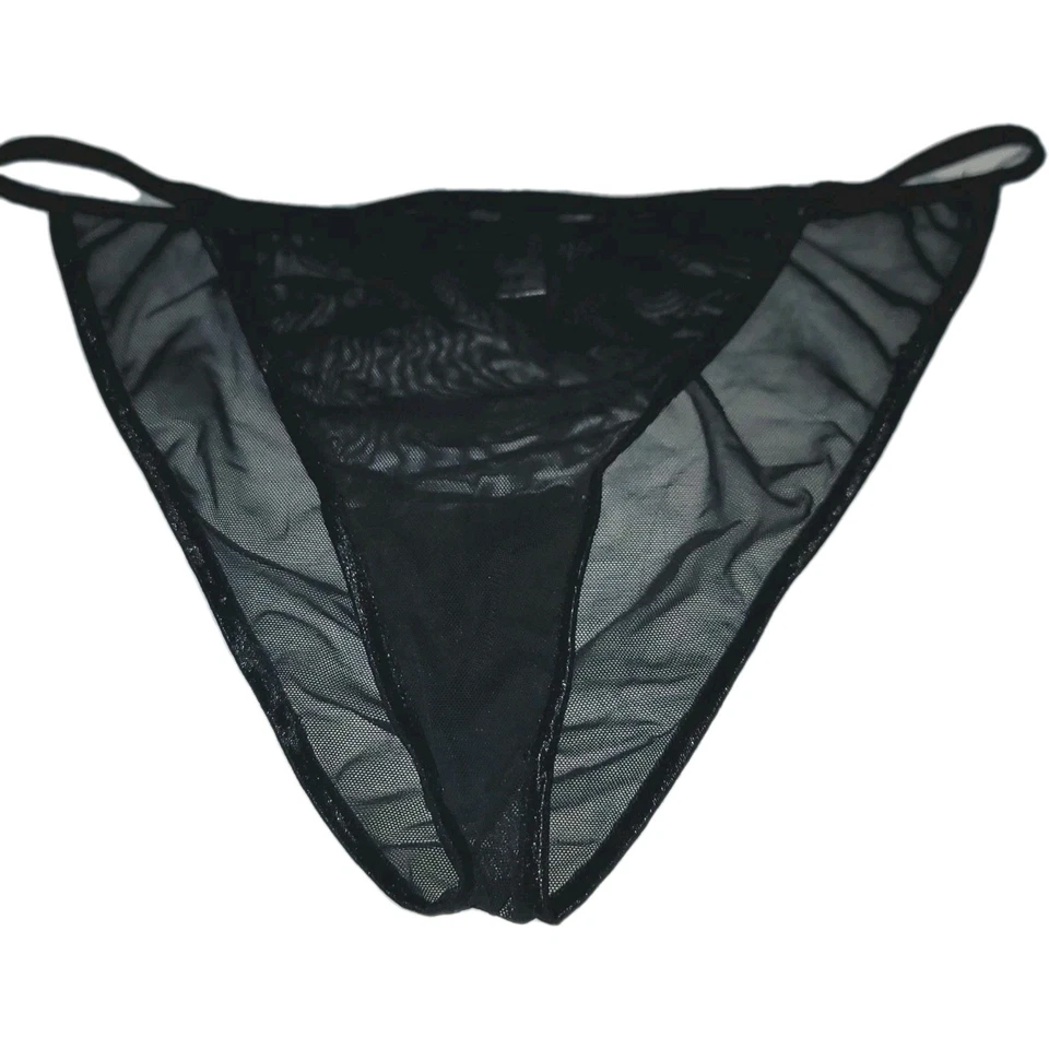 WOMANS BLACK MESH STRING BIKINE PANTY SIZE M - Image 3 of 4