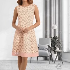 ELIZA J. Blush Pink Lace Overlay Sleeveless Fit & Flare Lined Dress size 12