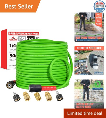 #ad Kink Resistant Pressure Washer Hose 50FT Leak Free with Quick Connect Adapters $56.67