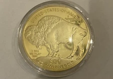 2014 24 K Gold Plated American Buffalo Indian Head $50. Tribute Coin
