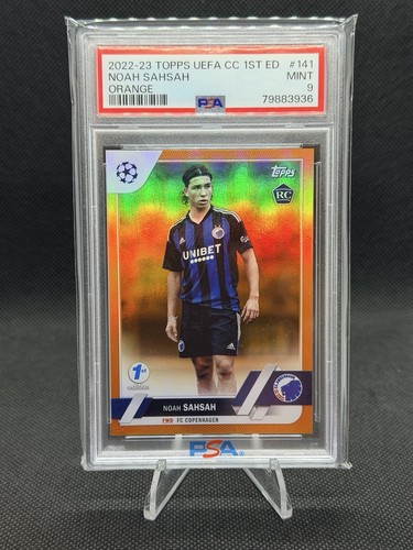 NOAH SAHSAH 2022-23 Topps UEFA /25 ORANGE FOIL 1st Edition RC PSA 9 #141 SP