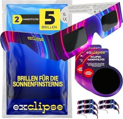 Sonnenfinsternisbrille 5Er-Pack Mit Handy-Filter   ISO 12312-2 & CE & Ukca-Zerti