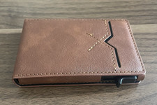 Men's RFID Blocking Pop-up Travel Wallet Minimalist Leather Metal Credit Card
