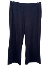 Eileen Fisher Organic Cotton Wide Leg Cropped Pants Sz M Navy Blue Lagenlook