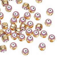 5Mm Emaille-Perle Mit BöSem Blick 50 X Vergoldeter AnhäNger Mit BöSem Blick Lila