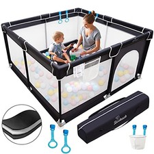 Black - Baby Playpen, Boohaab Playpen Toddler Playard Baby Fence B09X35B13Y