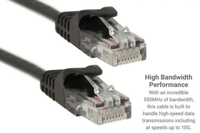 10 PAck CAT6 1ft RJ45 Male-Male Patch Cable Black 10 Pack