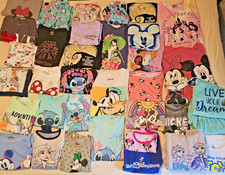 Disney Mix Sizes Most Kids Lot 30 T-Shirts Tops Pajamas Stitch Minnie Frozen Mix