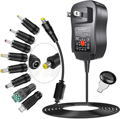 24W Universal AC/DC Adapter 12V 9V 7.5V 6V 5V 4.5V 3V Regulated Switching Power