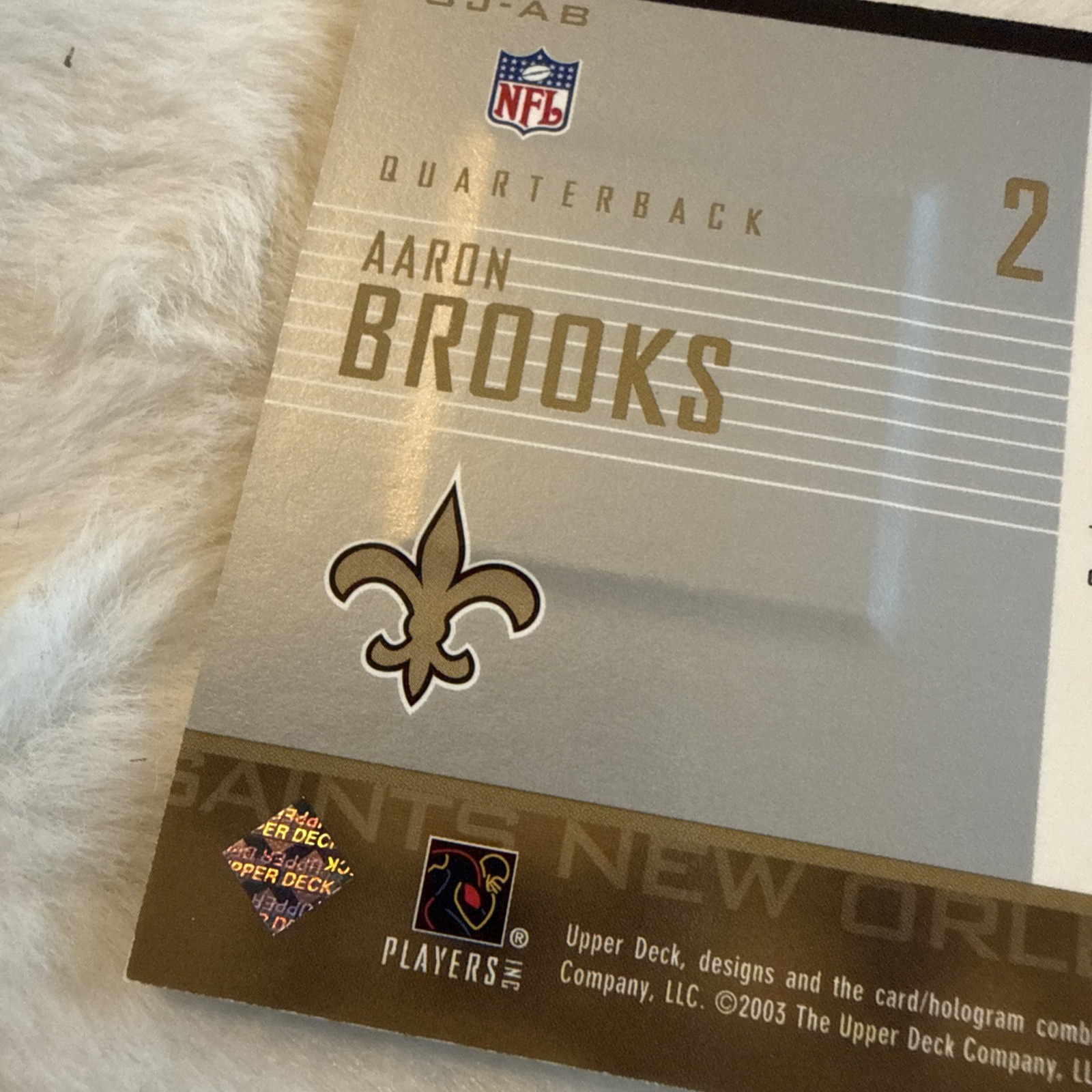 2003 Upper Deck Aaron Brooks Game Used Jersey Card Saints Football  view 8