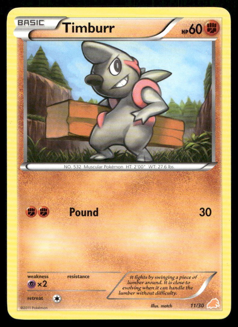 Timburr (#11) 11/30 Common BW Trainer Kit: Excadrill & Zoroark Pokemon HP