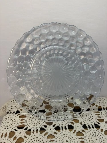 Vintage Anchor Hocking Bubble Blue Dinner Plates Set of 4 EUC