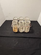 Vintage 6 Pack Half Pint Milk Bottles 1939 To 1962 1 Square 5 Round No Chips