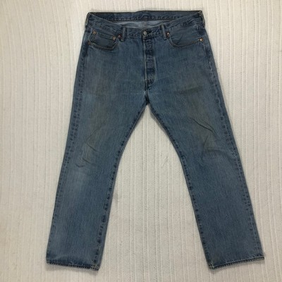 Levis 501 Jeans Mens W36 L34 Light Wash Denim Pants Button Fly Classic Fit