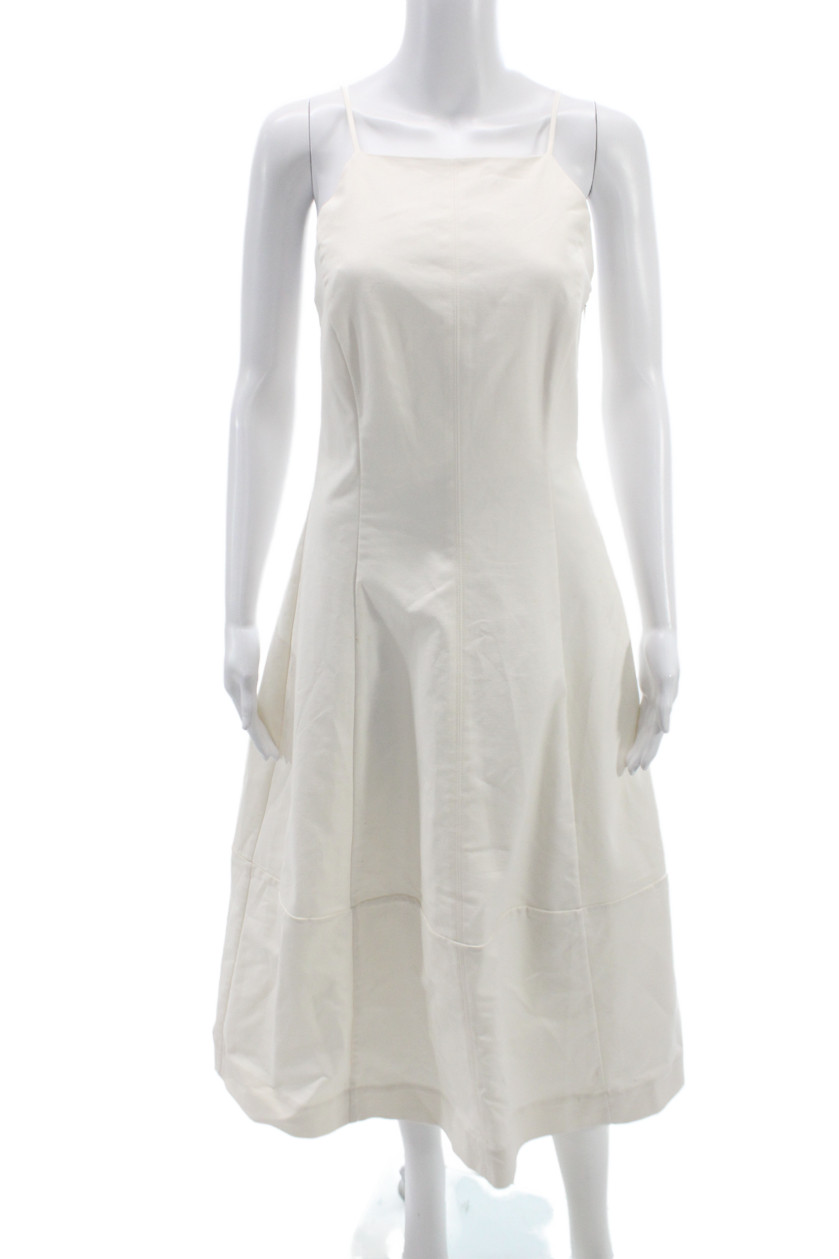 Everlane Women White Midi Dress Square Neck Sleeveless Cotton Size 2Free Shipping in US $100+ Orders | $6.95 Orders Below
