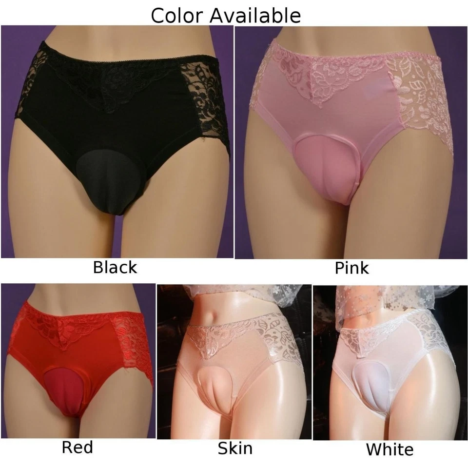 Men Transparent Lace Shaping Panties False Vaginal Briefs for Crossdresser - image 4 of 4
