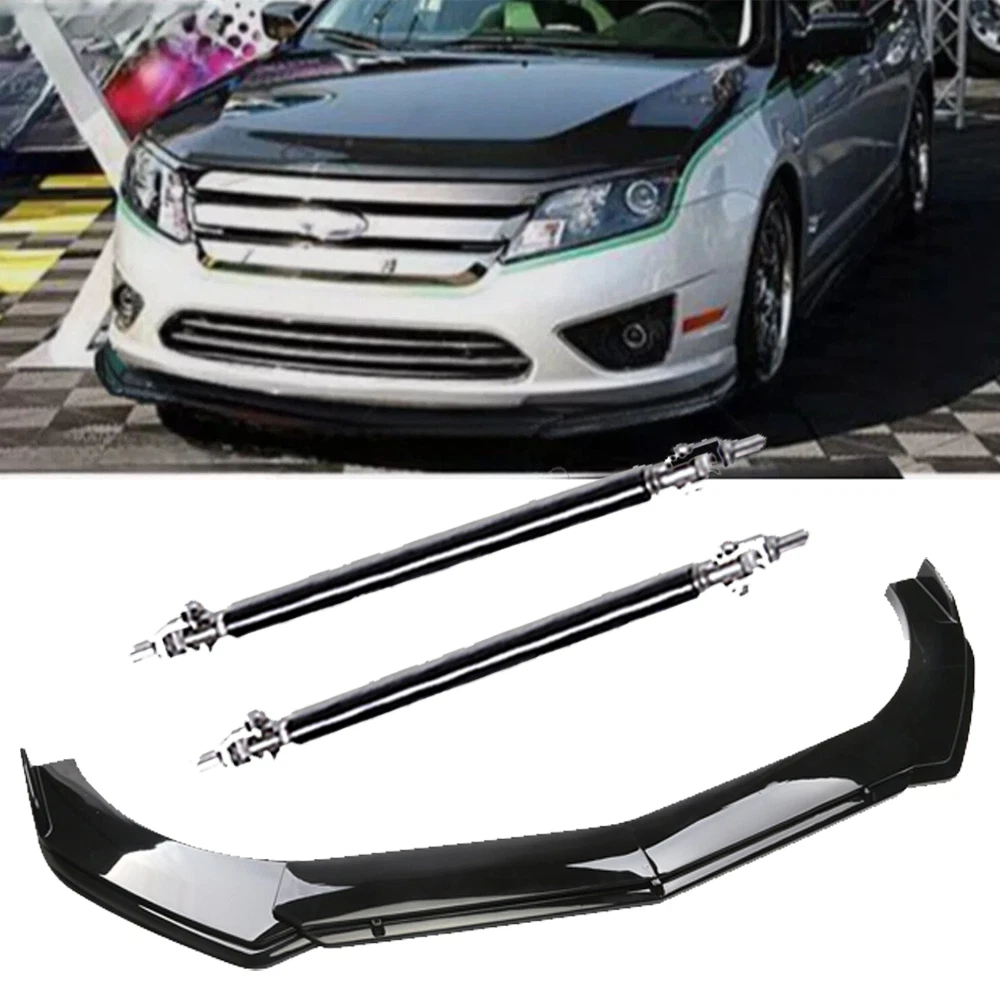 Gloss Black Side Skirt Extensions For Ford Fusion (2006-2020) – 8pc Rocker Panel Lip Kit With Hardware