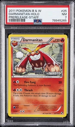 2011 POKEMON BLACK & WHITE PRERELEASE-STAFF #25 DARMANITAN-HOLO PSA 7