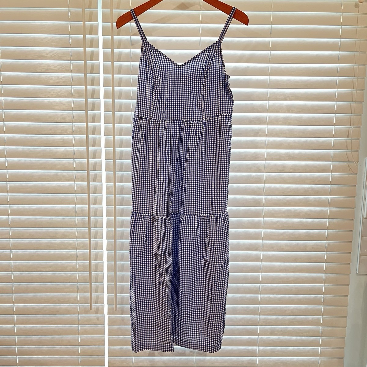 Old Navy Dress P S Maxi Blue White Gingham Plaid Tiered Layered Cami Sundress Old Navy Dress P S Maxi Blue White Gingham Plaid Tiered Layered Cami Sundress