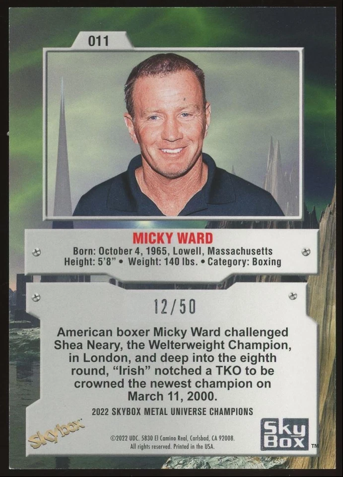Micky Ward #011 2023 Metal Universe Precious Metal Gems Blue PMG Boxing SP /50 - Image 2 of 3