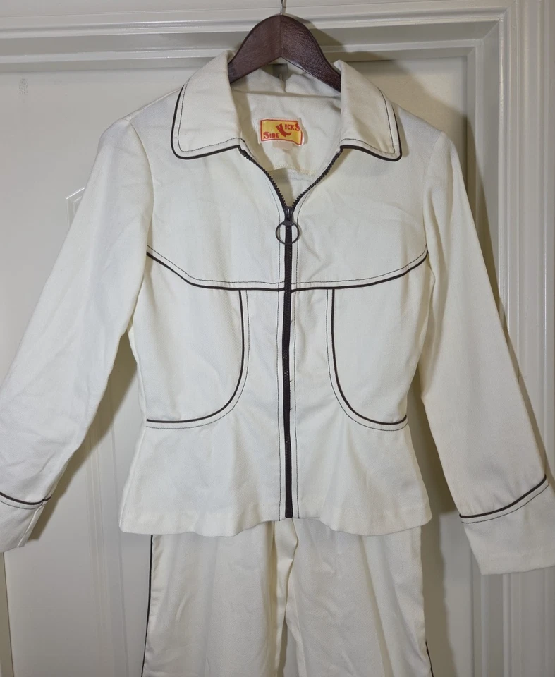 Vintage SIDE KICKS Western Suit Flare Pants Jacket Size 9 Women Equestrian 1970s - Image 3 of 4