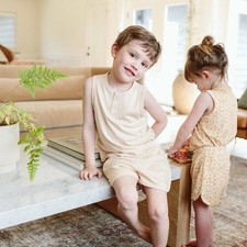 Goumi Kids Shorts Beige Dune Toddler Size 4T Summer Baby Soft Pockets Bamboo NEW