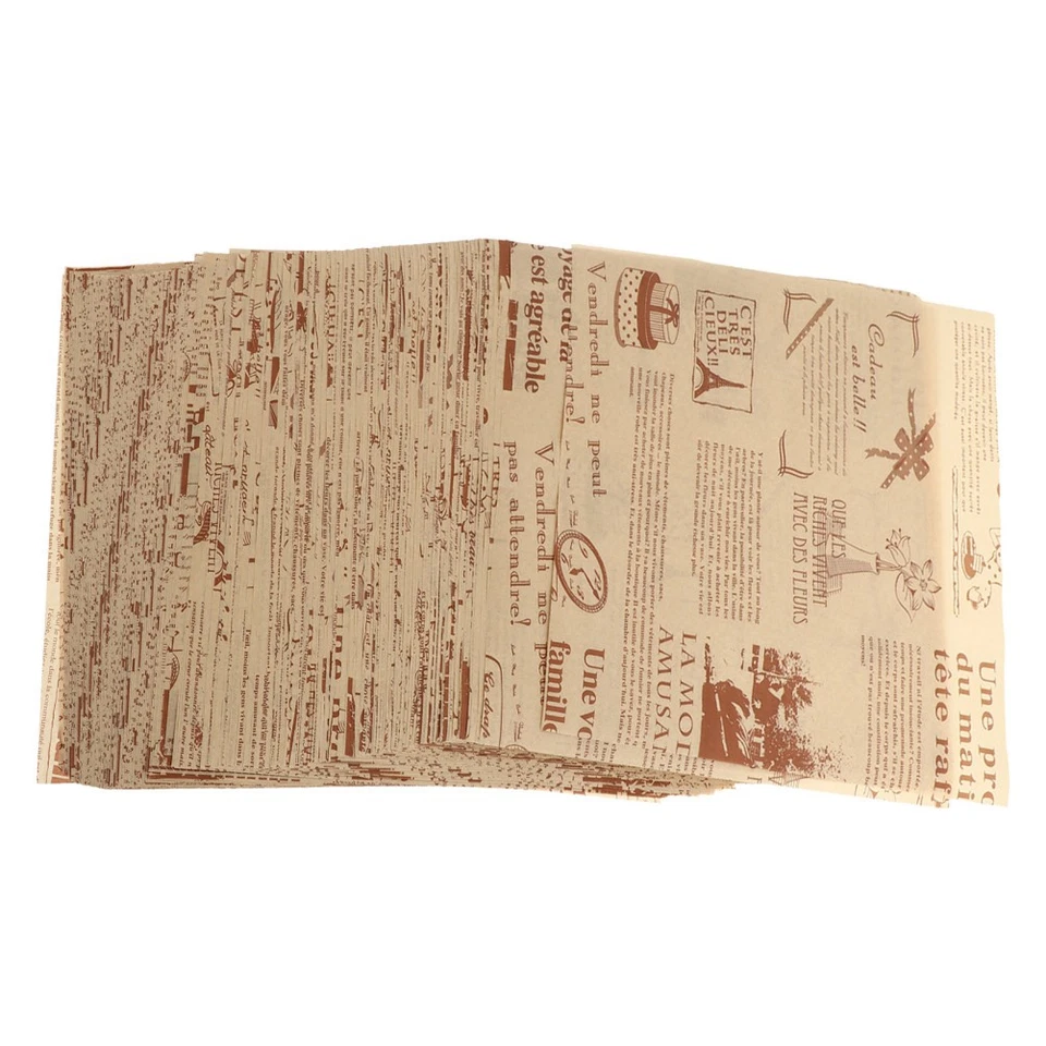 200pcs Practical Paper Roll English Newspaper Baking Paper Oil Proof Sheets